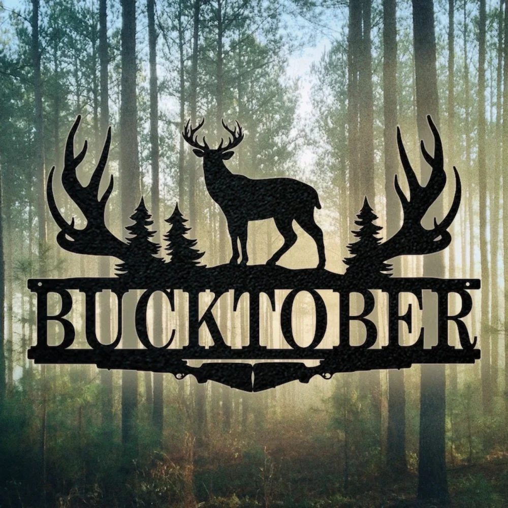 Outdoor Hunting Names - Buck Antler Split Monogram Sign, Hunting