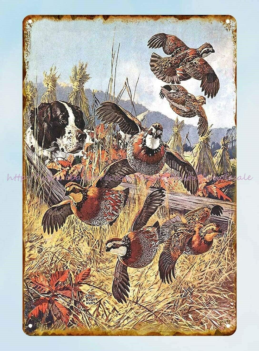 Hunting Quail - 1p, Plaque Métallique Rétro Vintage, Affiche