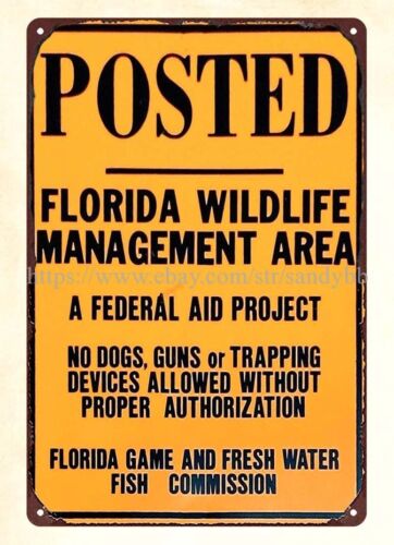 Florida Hunting Fishing & Outdoor Adventures - Panneau métallique en étain pour la