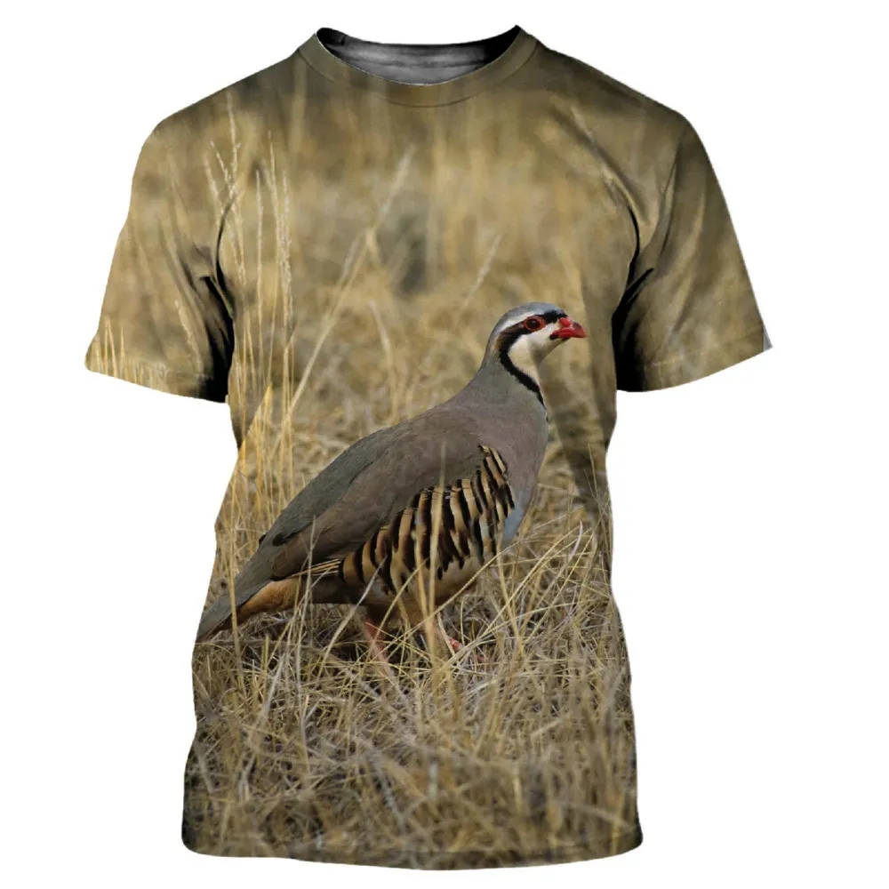 Hunting Quail - CamSolomon-T-shirt à col rond imprimé pour